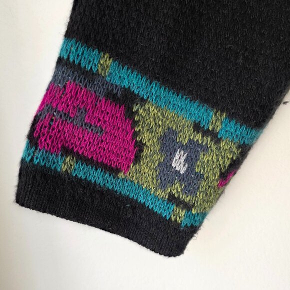 J. JILL Black Floral Jacquard Long Sweater Duster Coat Cardigan w/ Pockets XS - Picture 9 of 12